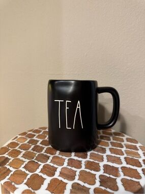 Rae Dunn Matte Black TEA Ceramic Mug with Tall Lettering